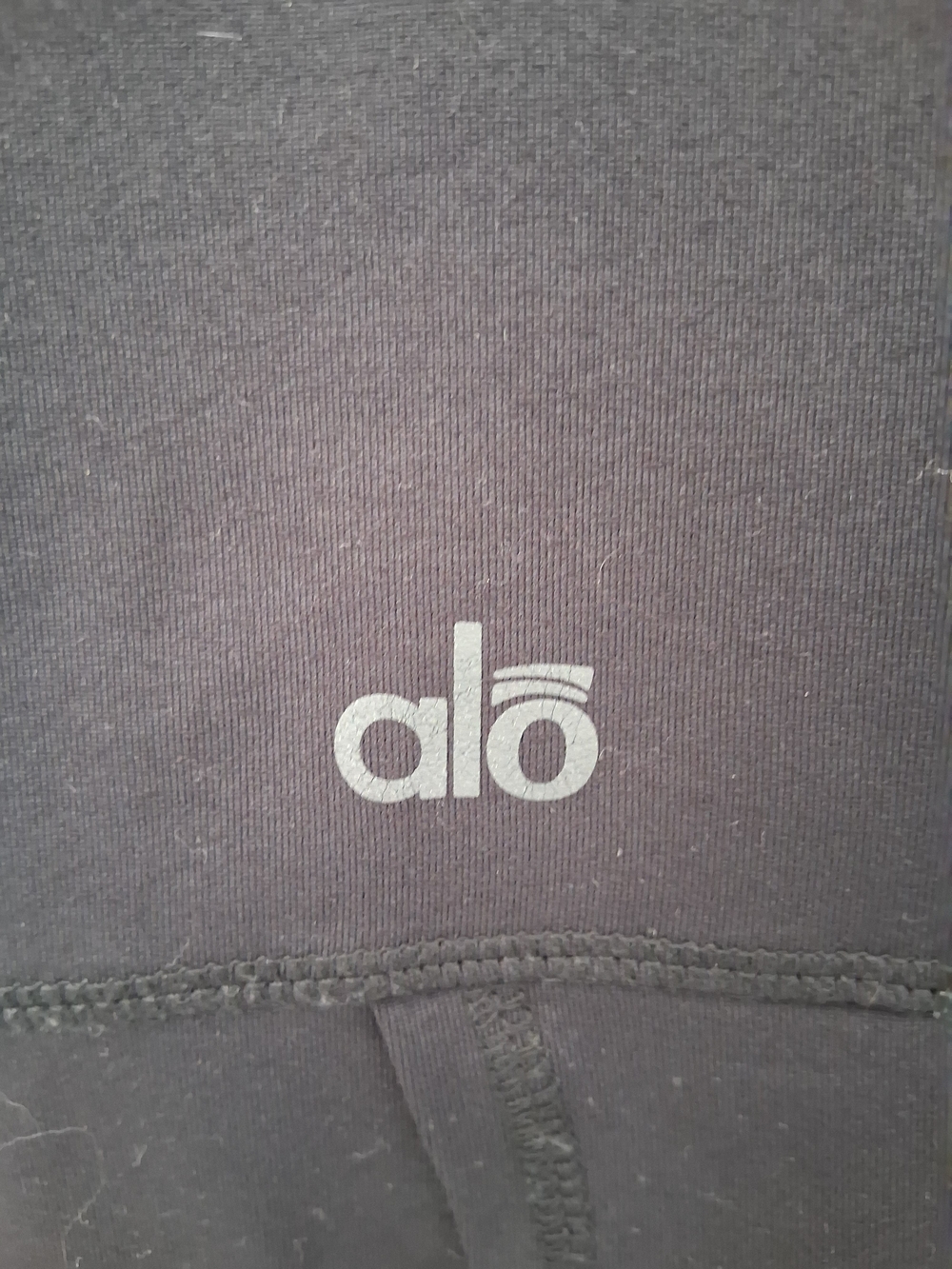 ALO Yoga Black Wide Leg Leggings with Blue Striped Waistband - Picture 4 of 6